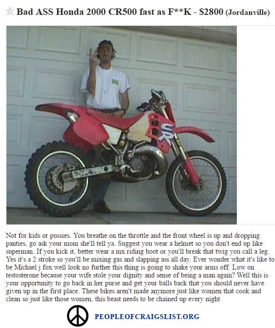 Funny Craigslist Honda 2000 CR500 dirtbike 2