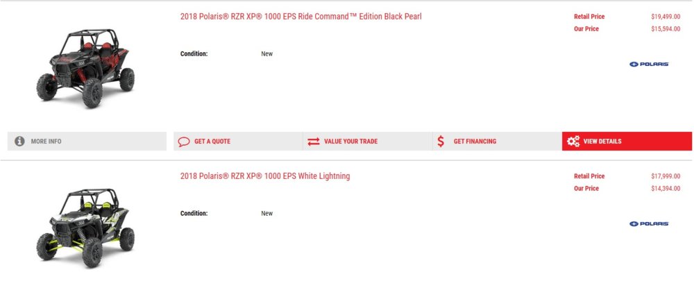 RZR1000EPS and RC 14394 or 15594