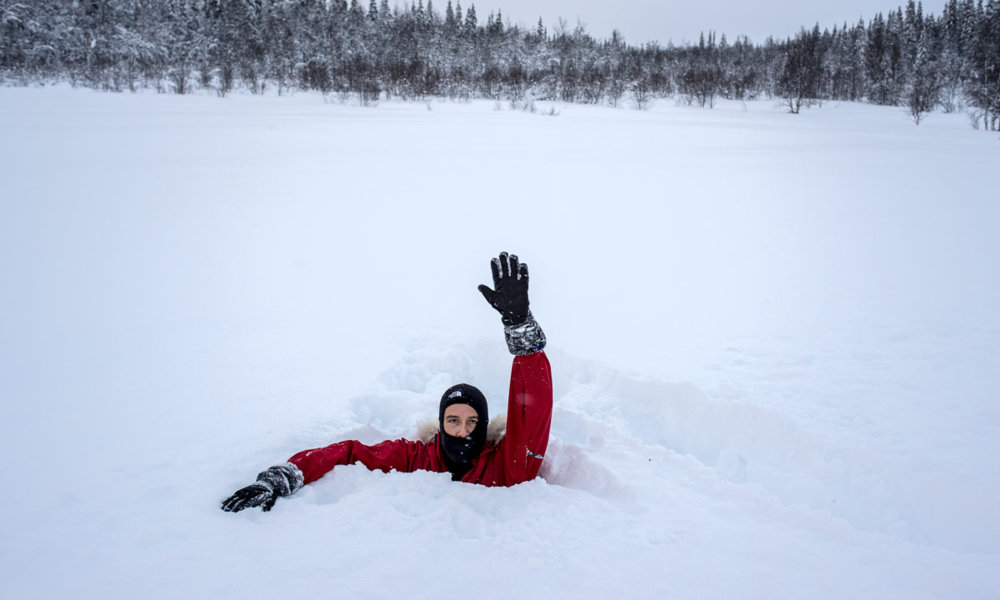 Shoulder deep snow